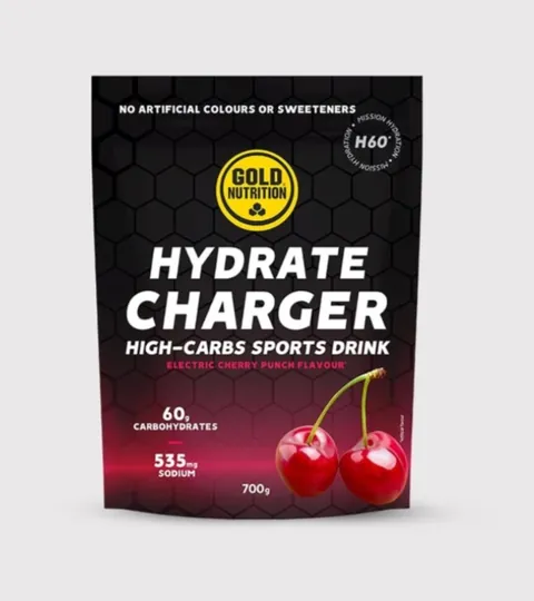Bolsa de Hydrate Charger de Gold Nutrition, sabor cereza.